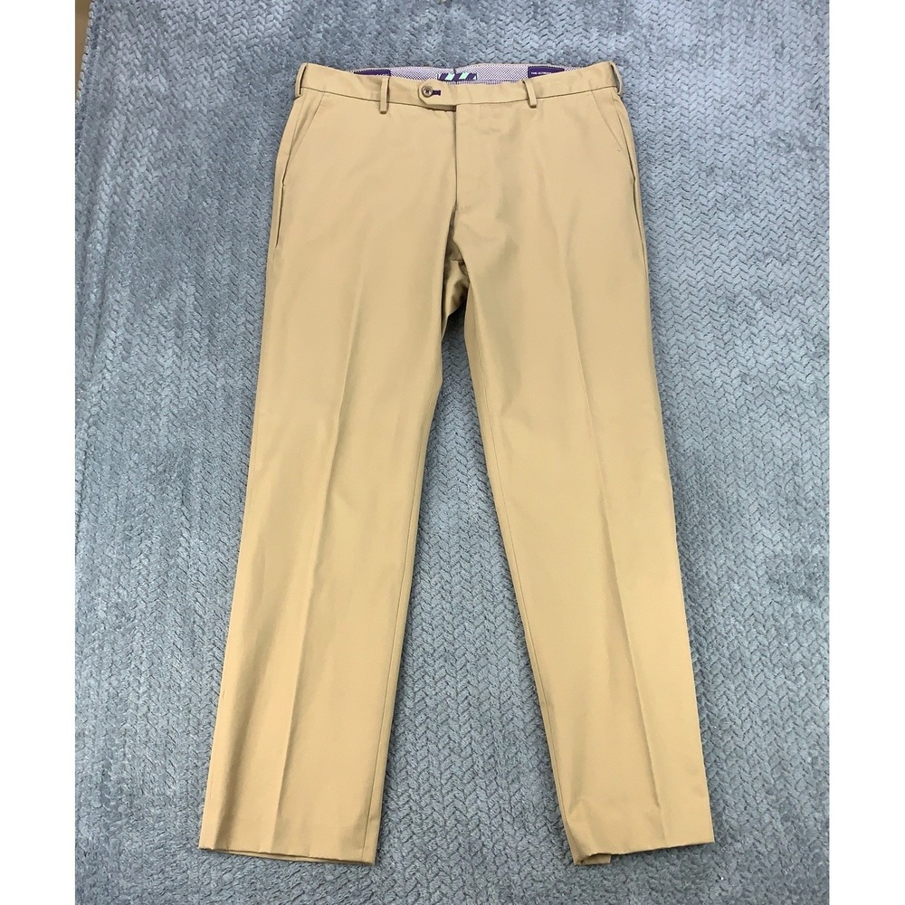 Henry Sage The Ultimate Khaki Pants Men's 38x32 Beige Tan Flat Front Pima Cotton